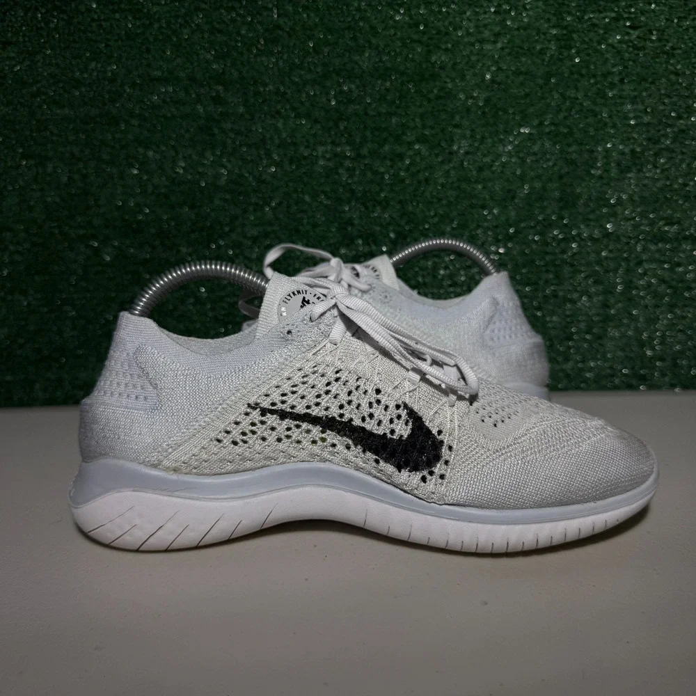 Nike Free RN Flyknit Running Shoes White Pure Platinum Women's Size 9 942839-100